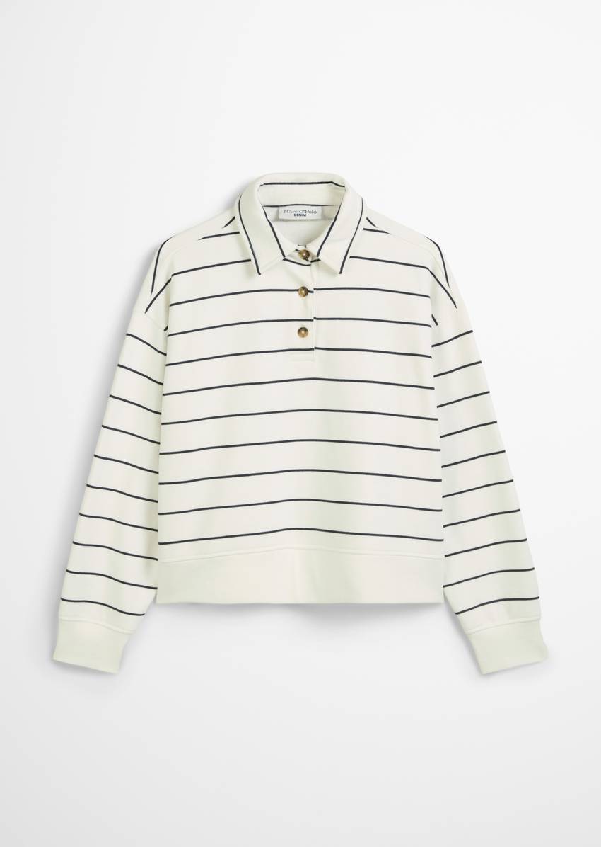 Striped polo sweatshirt relaxed made from pure organic cotton