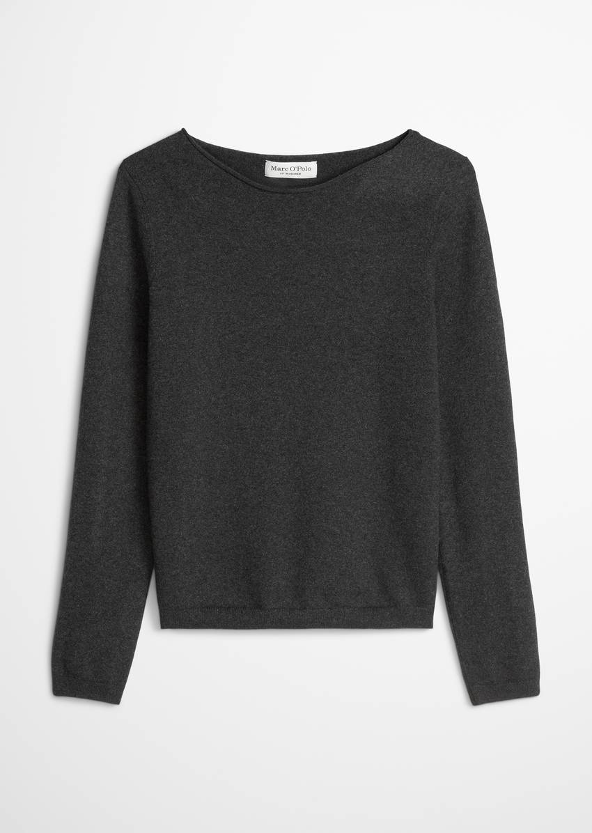 Basic knitted sweater regular made from a soft cotton/virgin wool blend