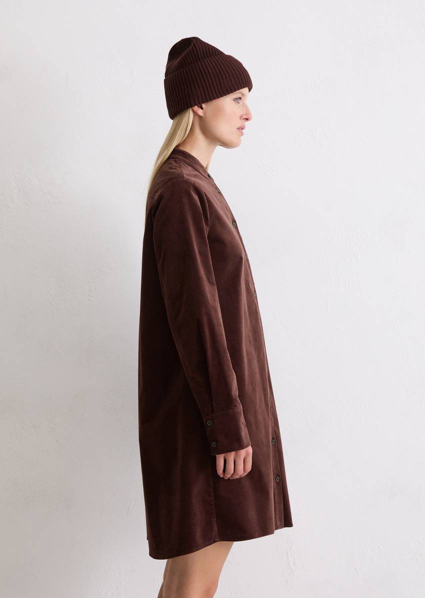Velvet shirt dress A-shape made from organic cotton stretch