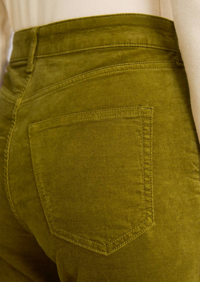 Velvet pants model Alkea slim made from an organic cotton stretch blend