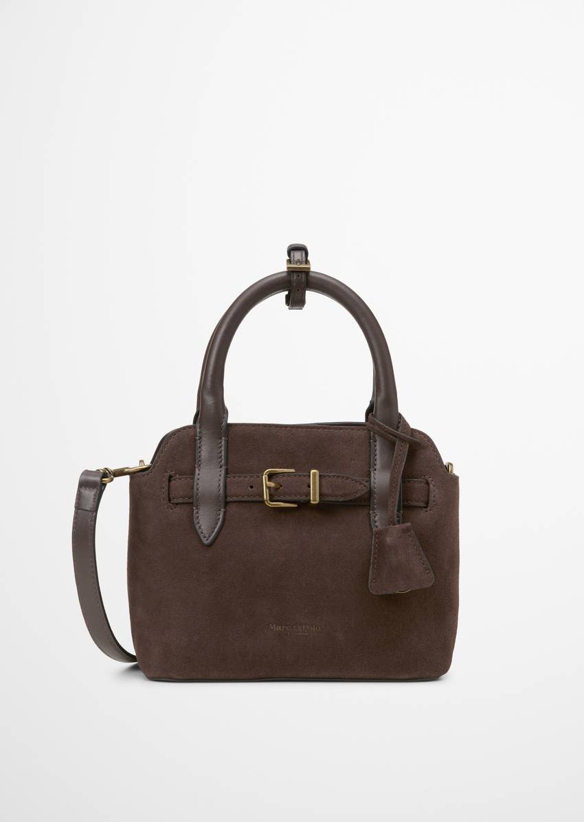 Crossbody bag small made from soft suede cowhide