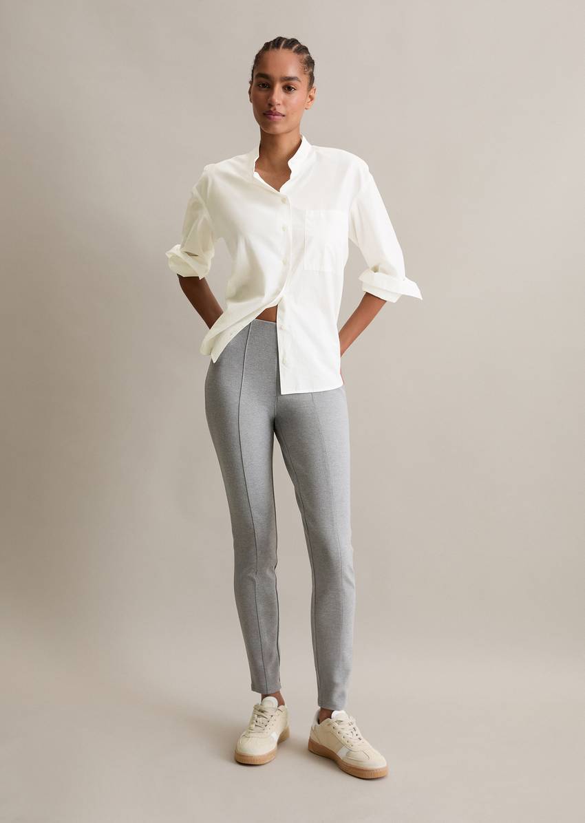 Jersey pants slim made from compact interlock
