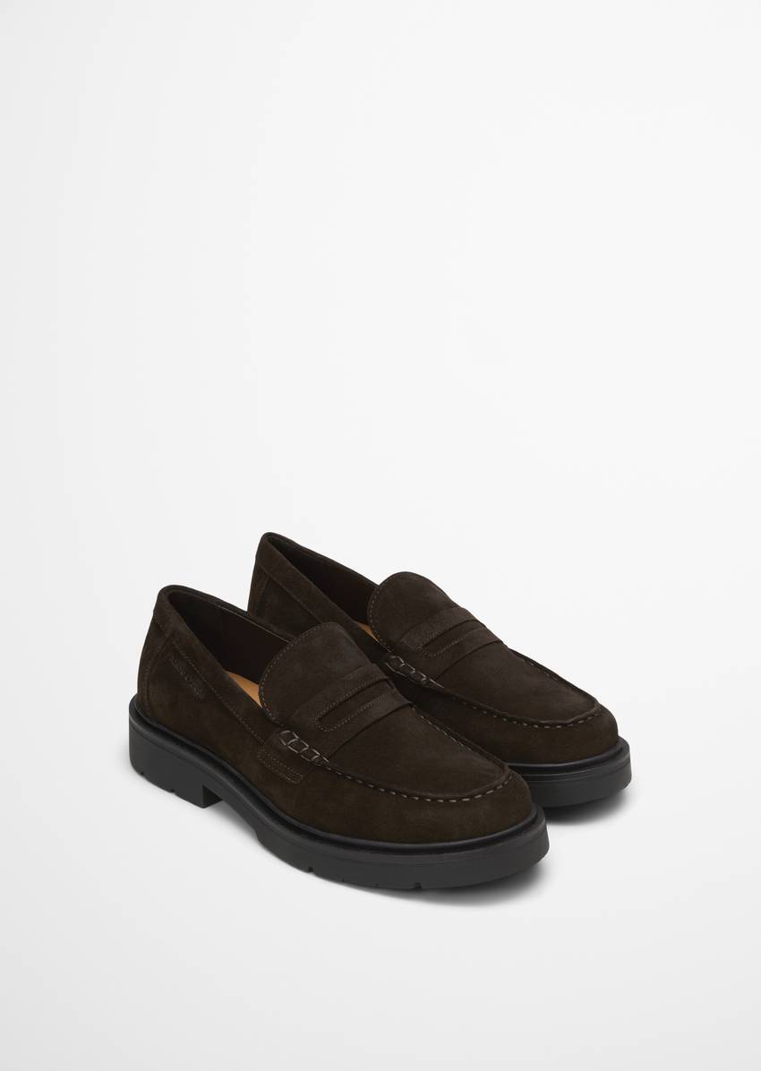 Penny loafer made from soft suede cowhide