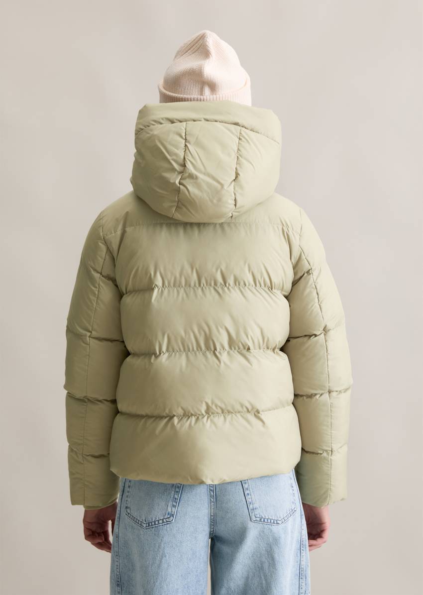Puffer jacket with hood regular made from recycled polyester