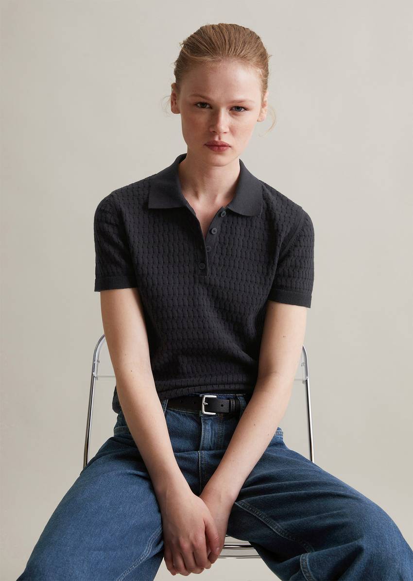 Regular knit polo shirt made from soft cotton yarn