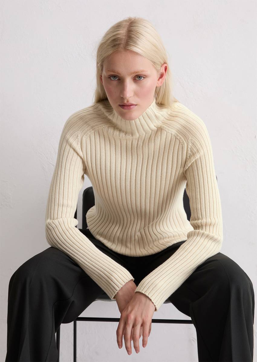 Turtleneck sweater slim made from heavy weight cotton