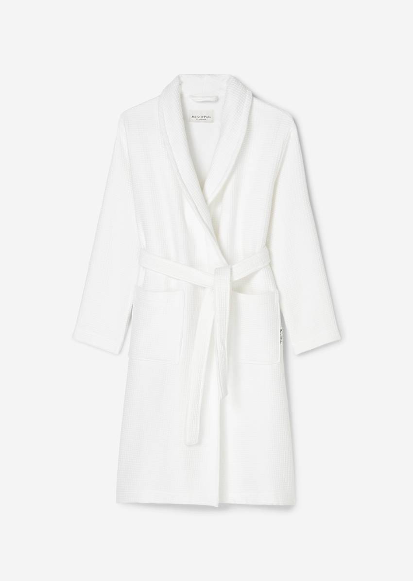 Premium ladies bathrobe with waffle piqué and terry inside