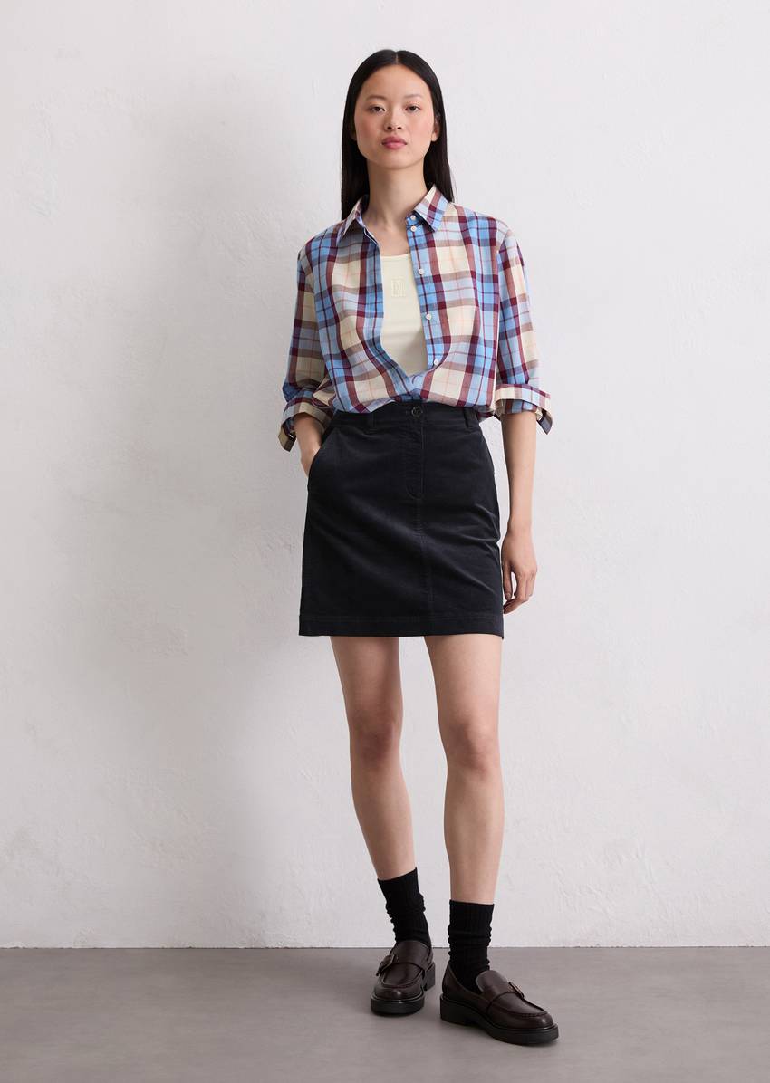 Check blouse fitted made from an organic cotton/lyocell mix