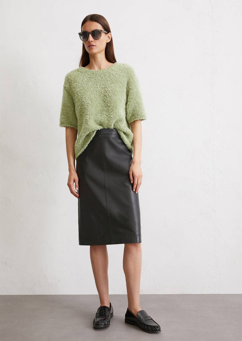 Pencil leather skirt regular made from soft lambskin leather