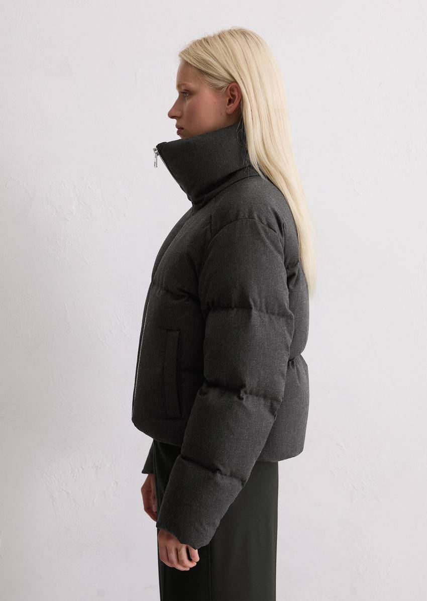 Down puffer jacket relaxed made from soft flannel