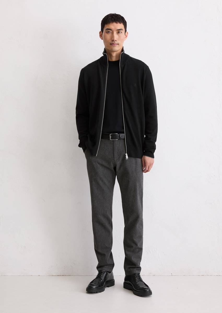 Zipper cardigan regular made from an organic cotton/virgin wool blend