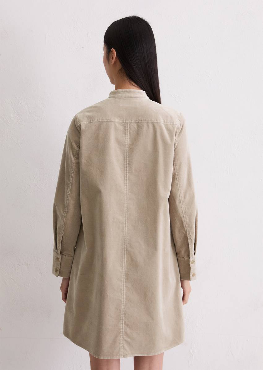 Velvet shirt dress A-shape made from organic cotton stretch