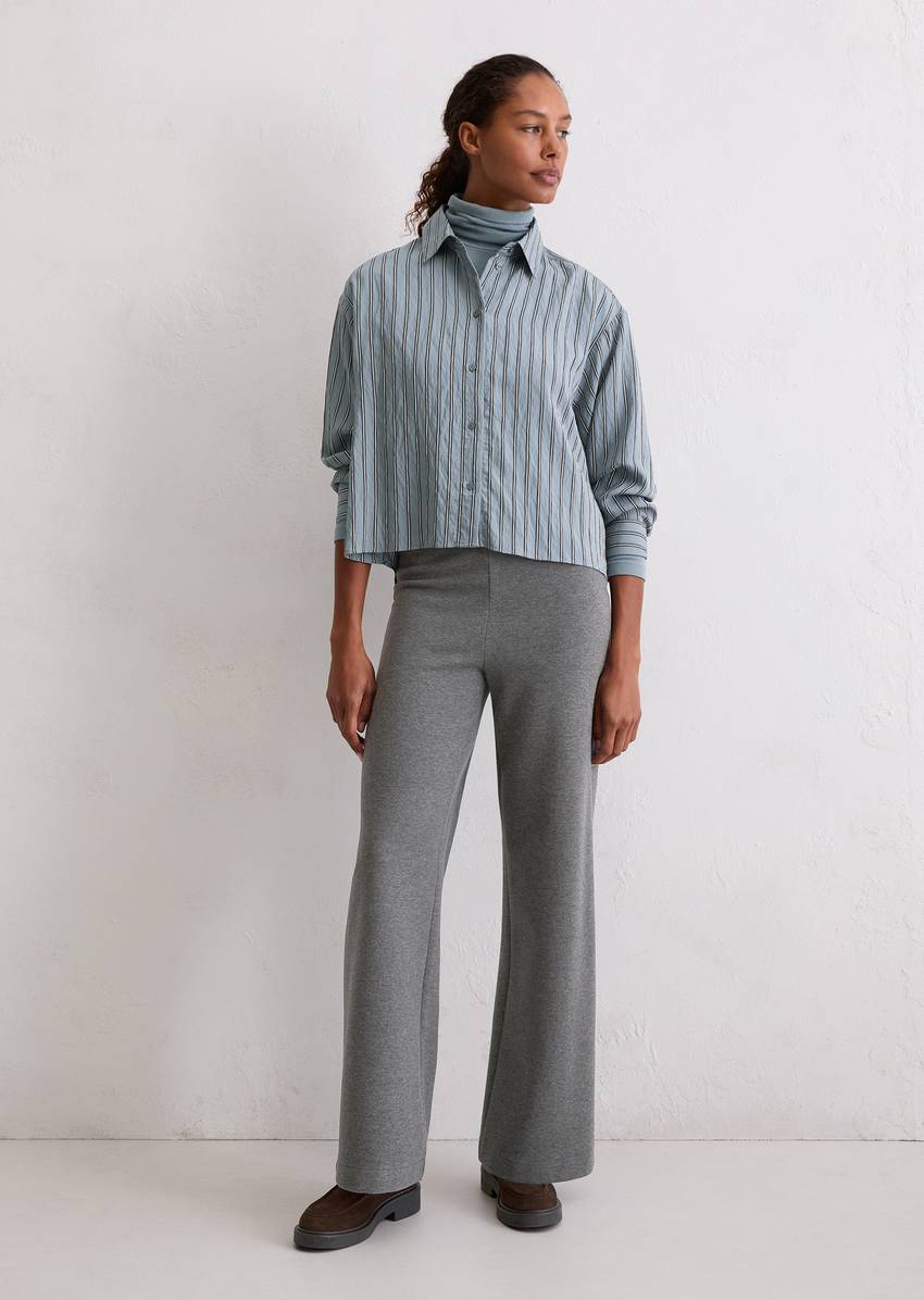 Crinkle striped blouse relaxed cropped from LENZING™ ECOVERO™