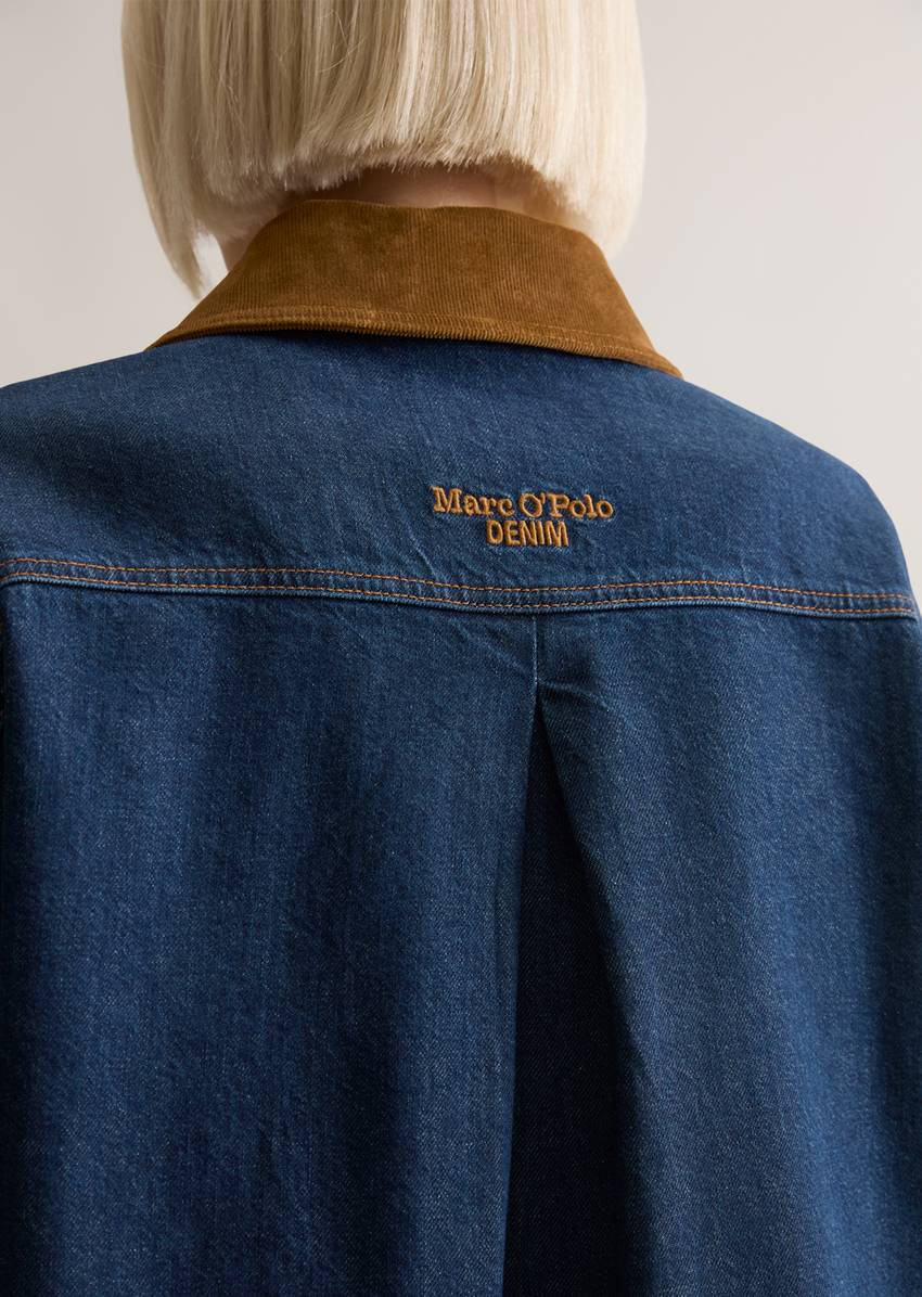 Barn-style loose denim jacket made from authentic rigid denim