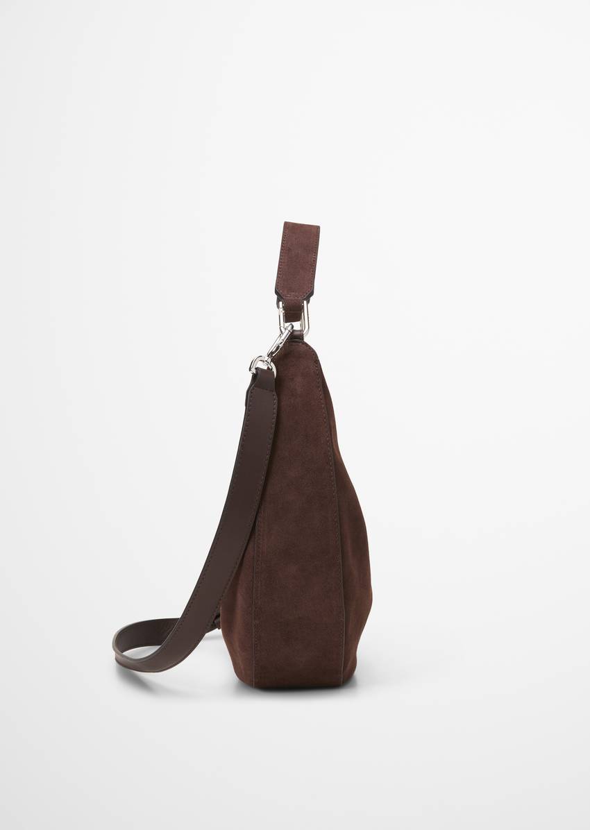 Crossbody bag small made from soft suede cowhide
