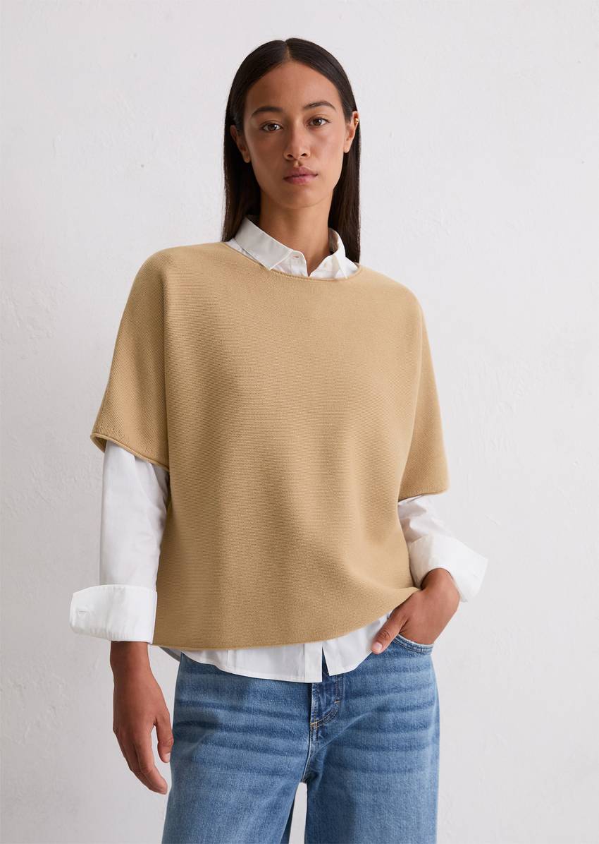 Short-sleeved knitted sweater loose made from organic cotton