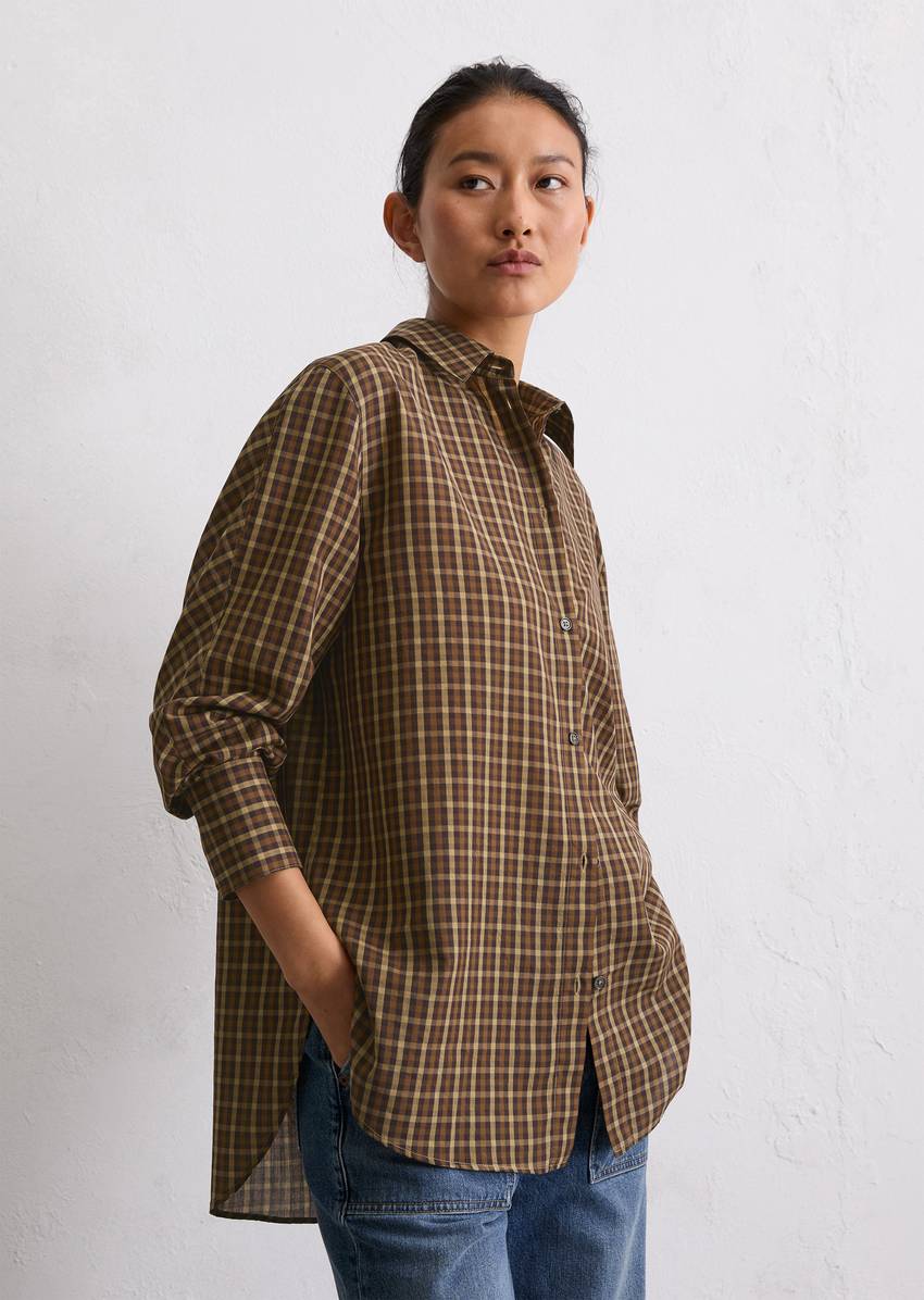 Check blouse oversize made from an organic cotton/lyocell mix
