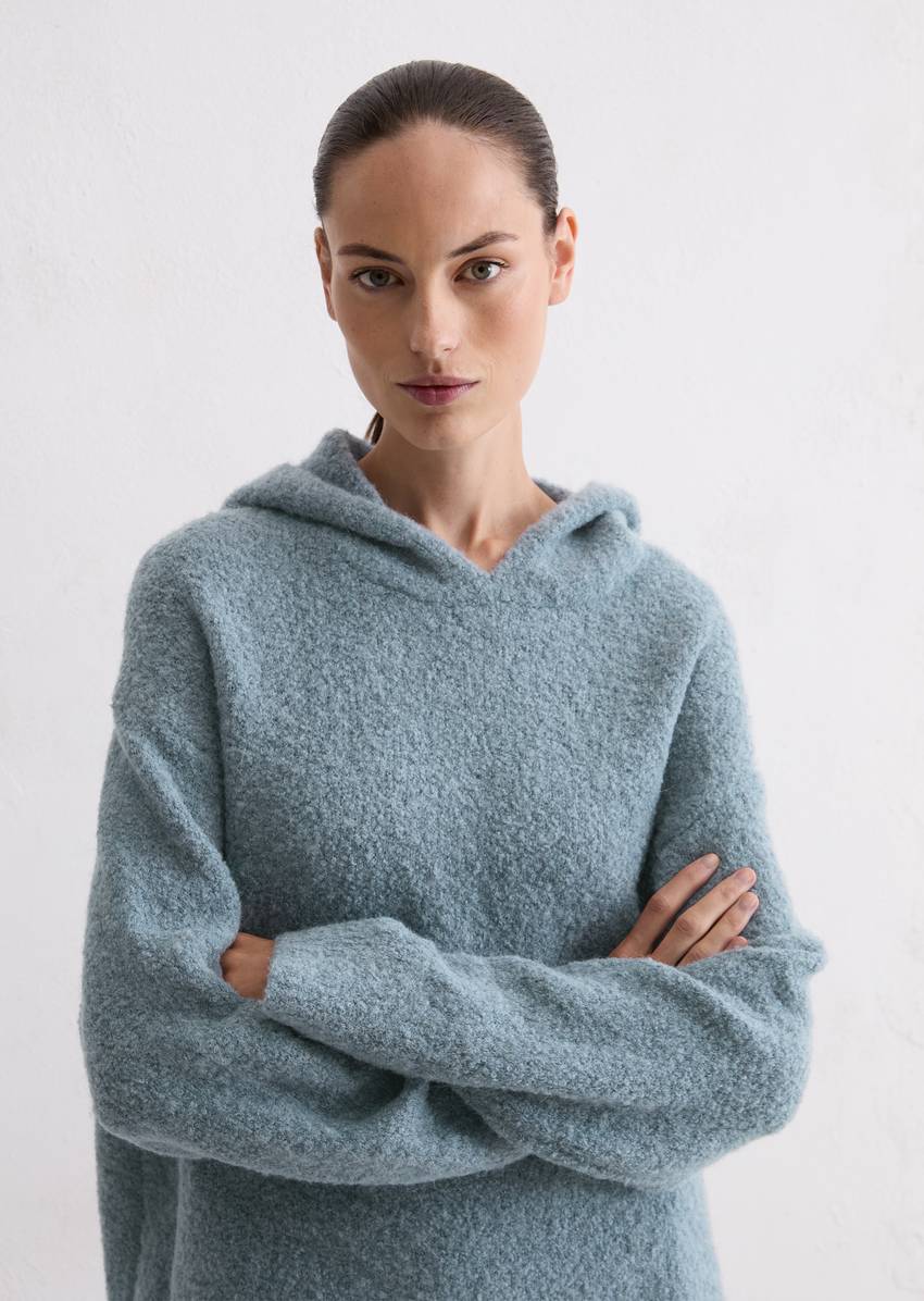 Bouclé hoodie loose made from a virgin wool/alpaca wool mix
