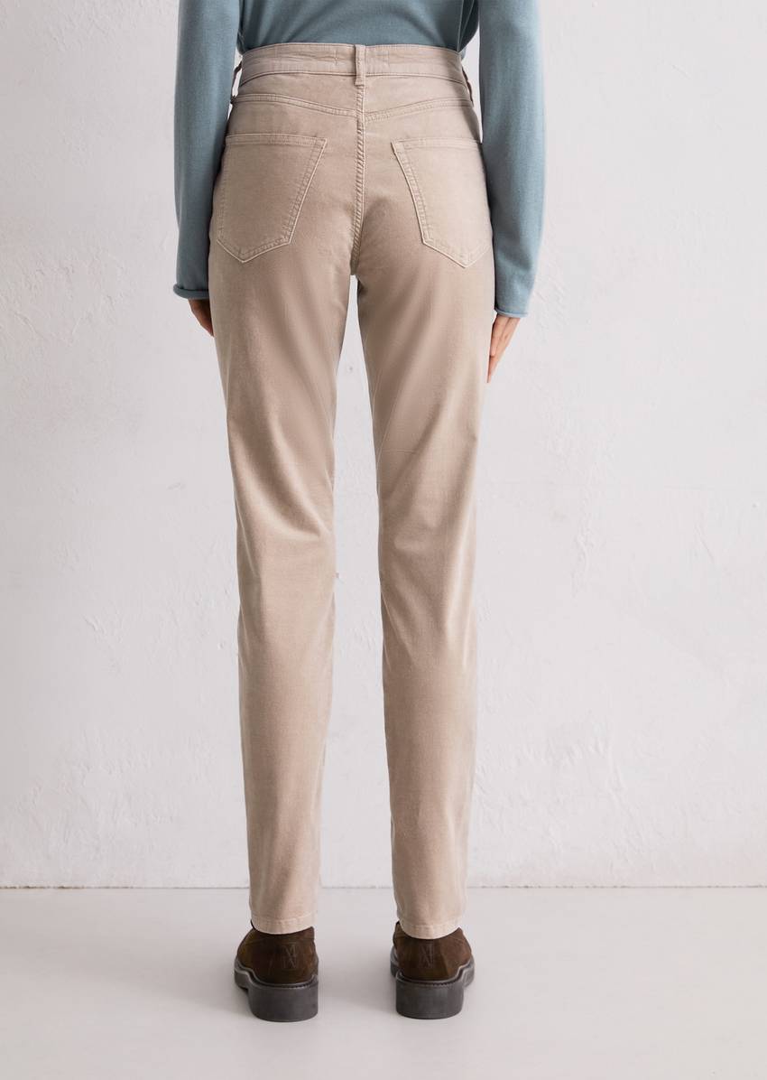 Velvet pants model Alkea slim made from an organic cotton stretch blend