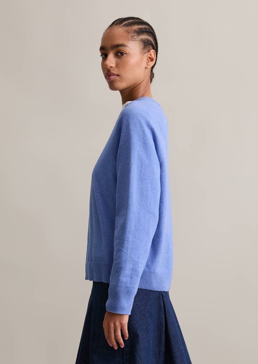 Knitted sweater regular made from soft cotton stretch