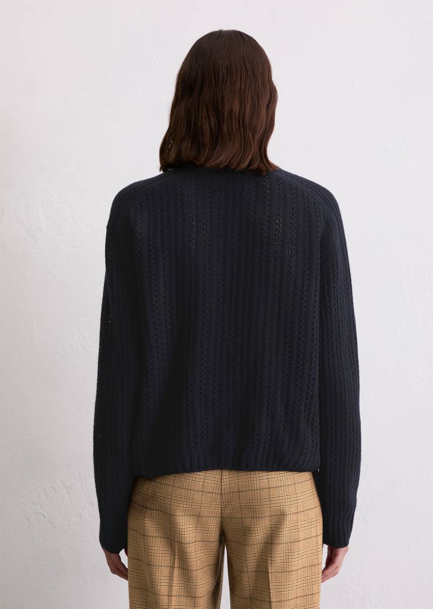 Ajour cardigan oversize made from virgin wool