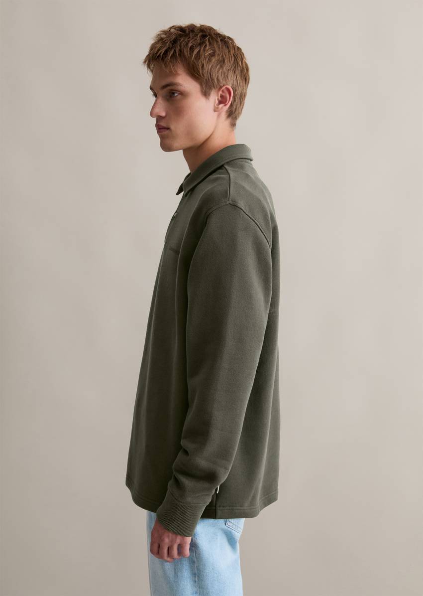 Polo sweatshirt relaxed made of heavy, structured quality
