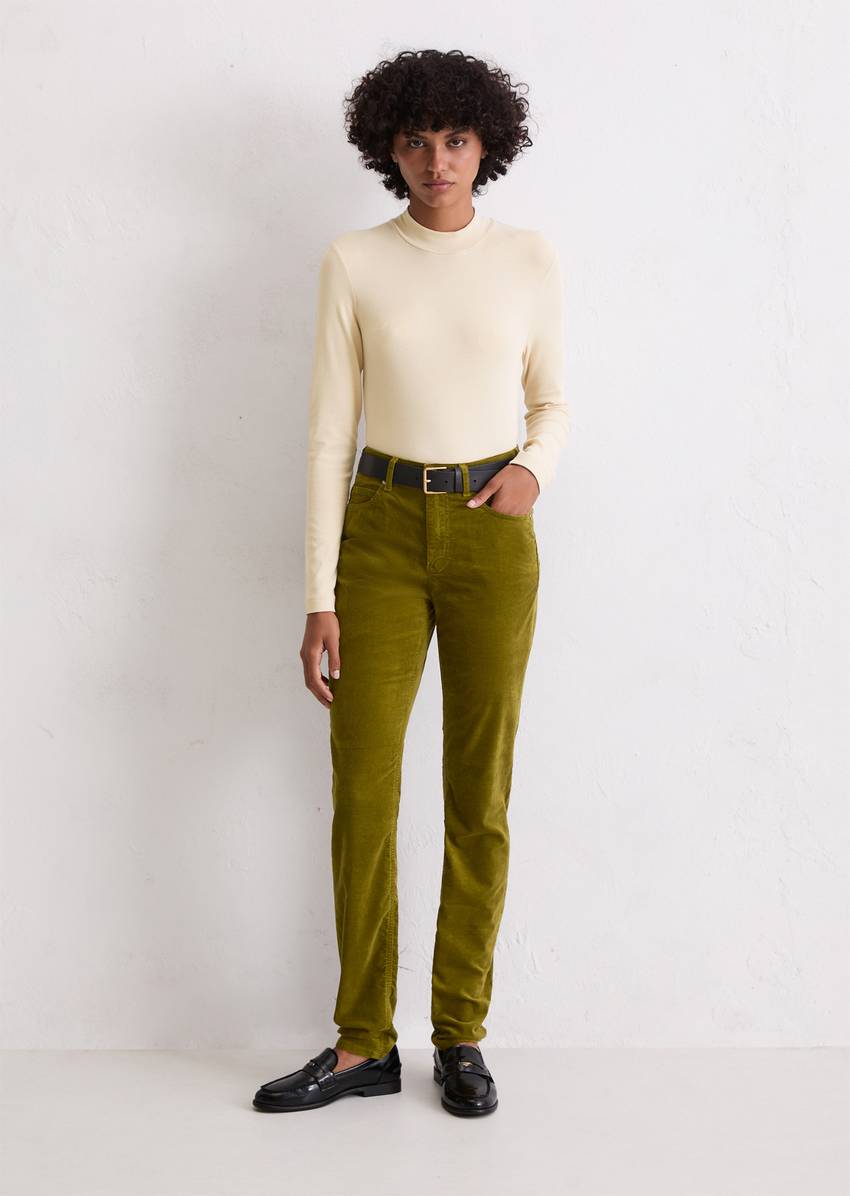 Velvet pants model Alkea slim made from an organic cotton stretch blend