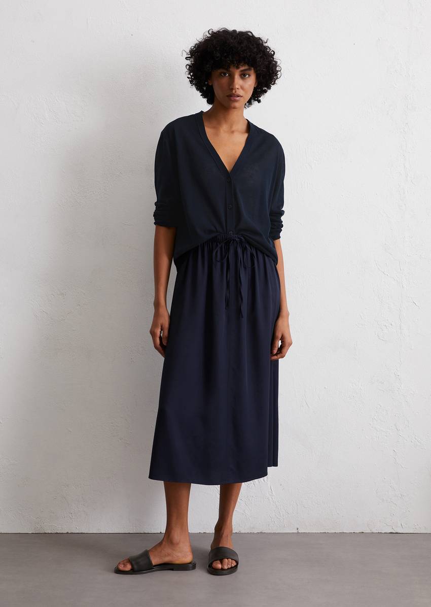 Fine knit cardigan slim made from an organic cotton mix