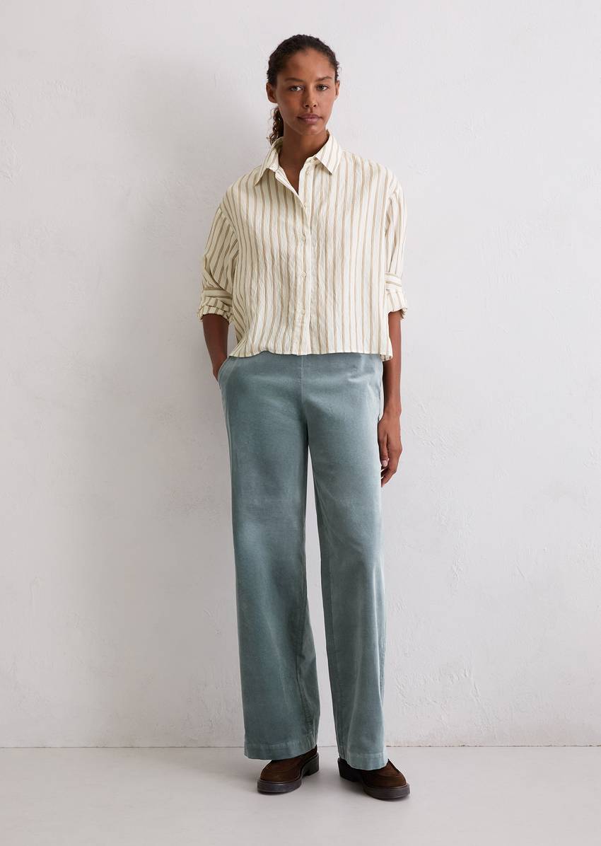 Crinkle striped blouse relaxed cropped from LENZING™ ECOVERO™