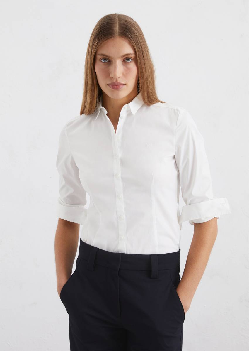 Long sleeve blouse in stretch poplin quality