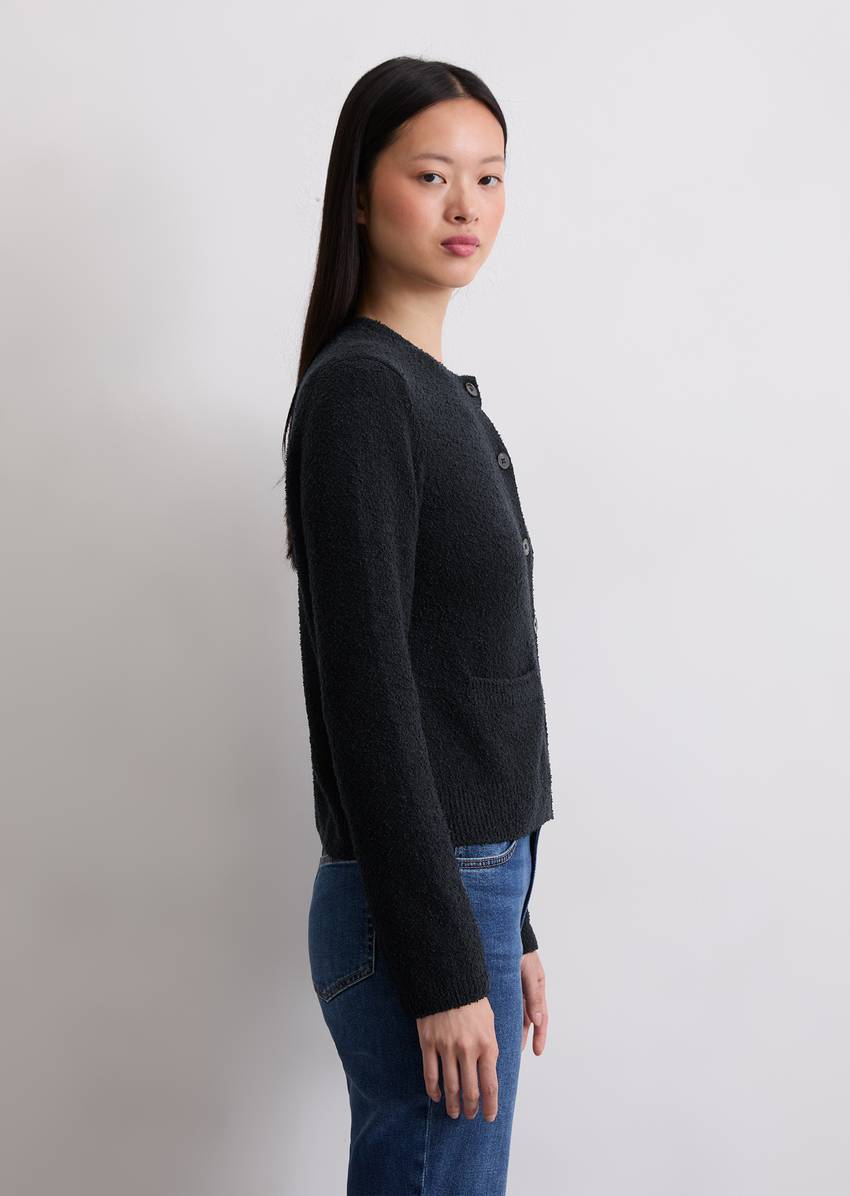 Cardigan regular made from bouclé yarn