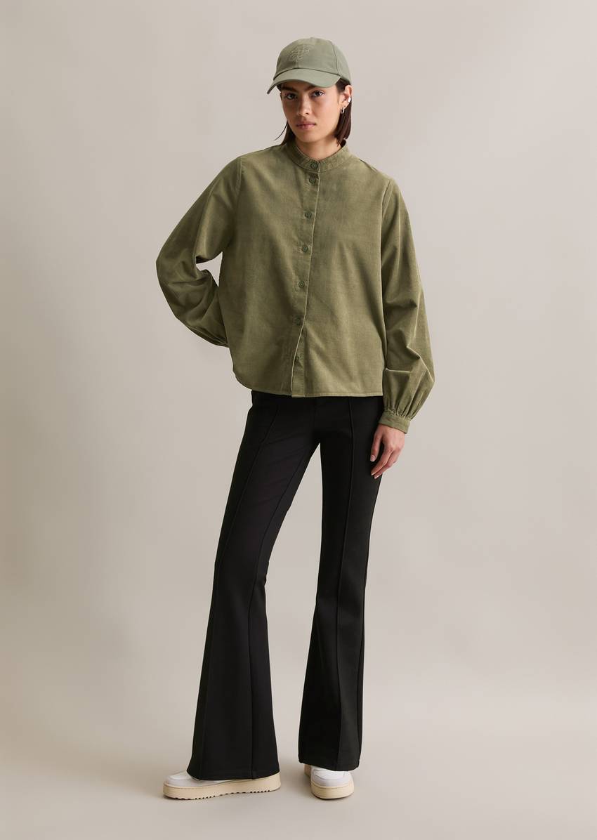 Flared cropped corduroy blouse made from organic cotton