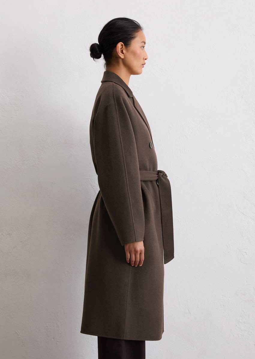 Coat relaxed made from a double-face wool blend