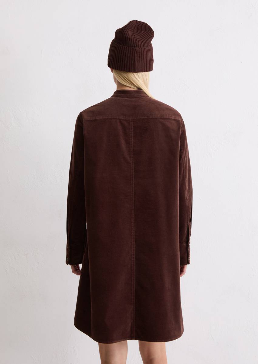Velvet shirt dress A-shape made from organic cotton stretch
