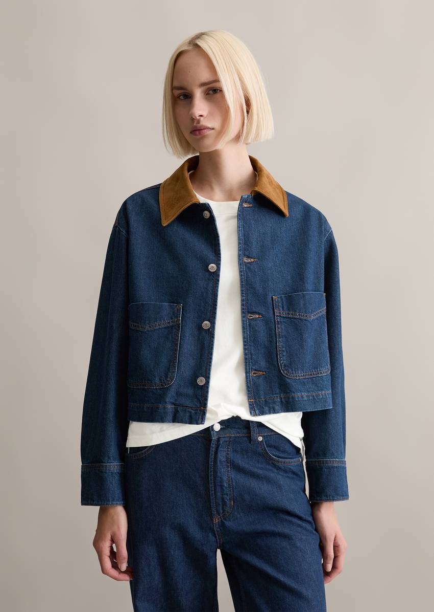 Barn-style loose denim jacket made from authentic rigid denim