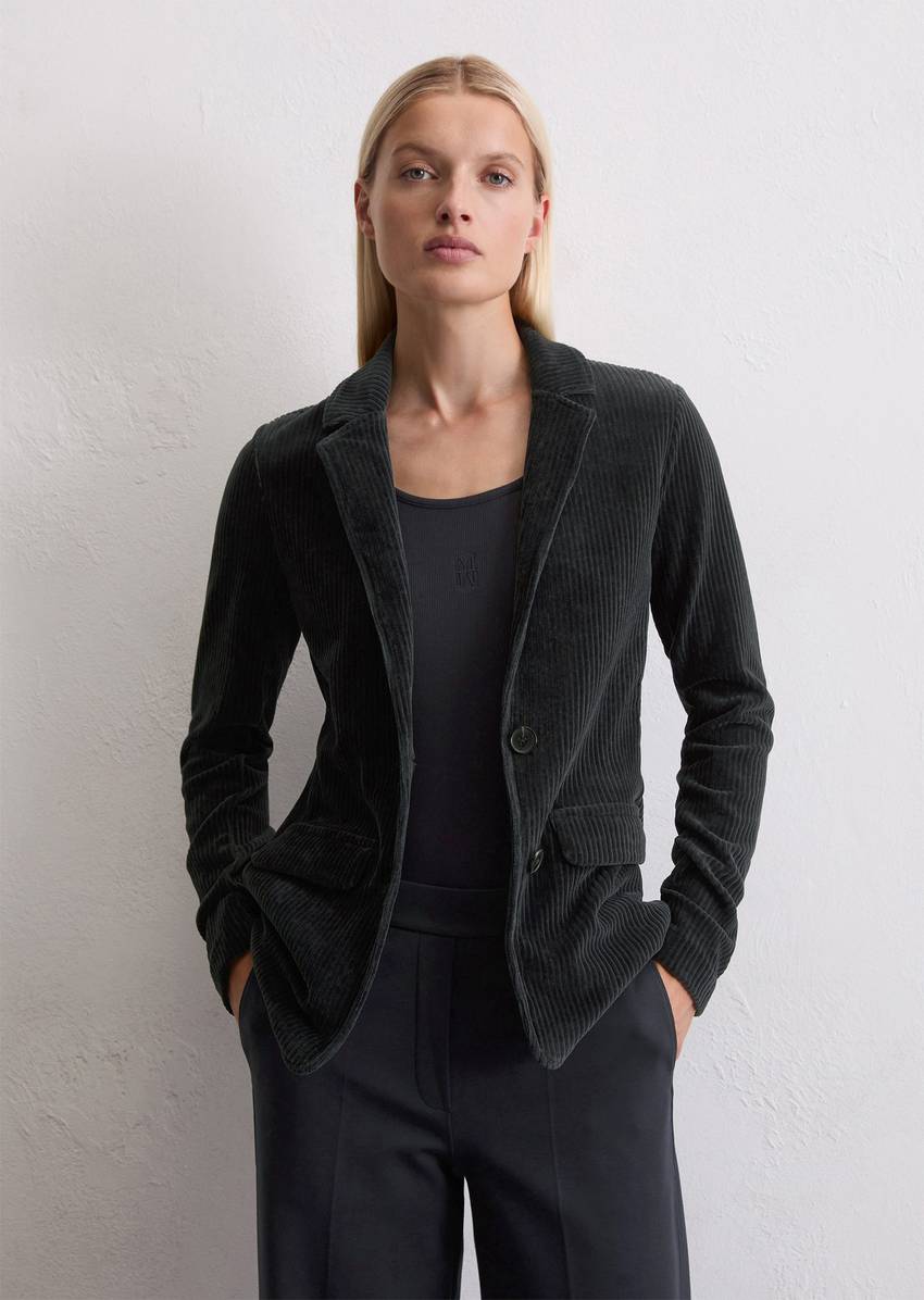 Jersey corduroy blazer regular made from a stretchy organic cotton blend