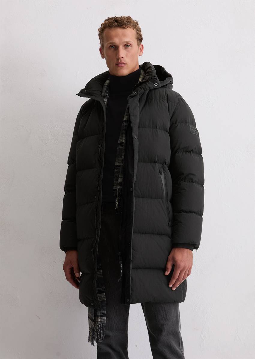 Regular long down jacket with detachable hood