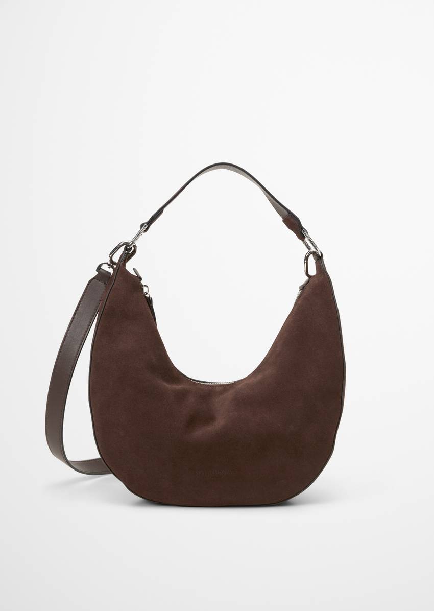 Crossbody bag small made from soft suede cowhide