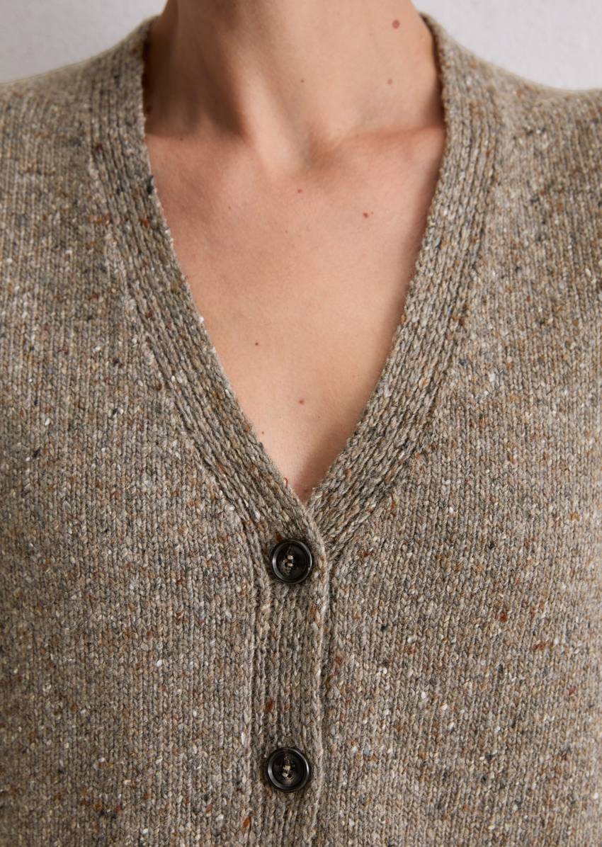 Tweed cardigan regular made from a virgin wool mix