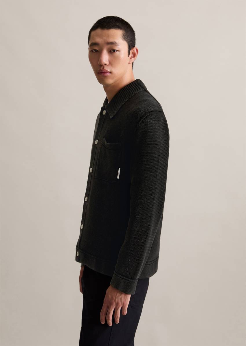 Relaxed cardigan in denim jacket look