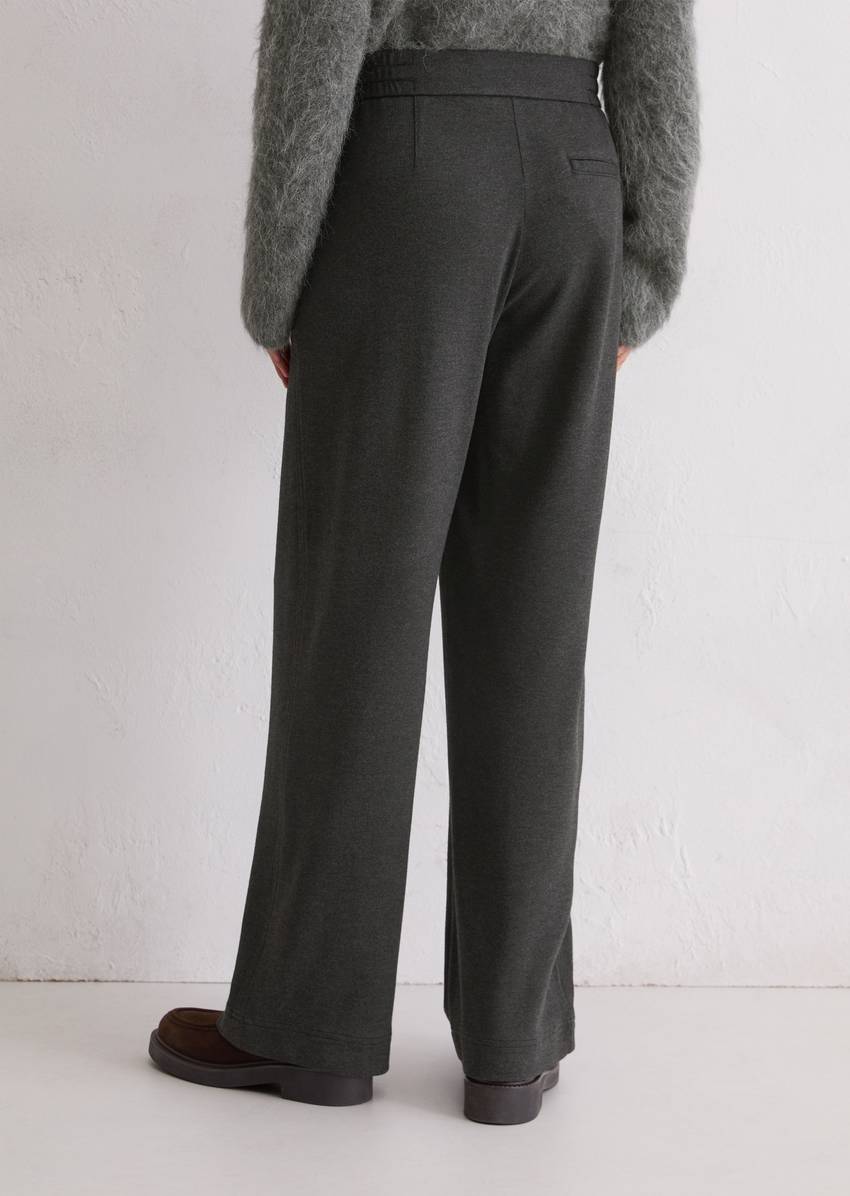 Twill jersey trousers wide made from an elastic viscose blend