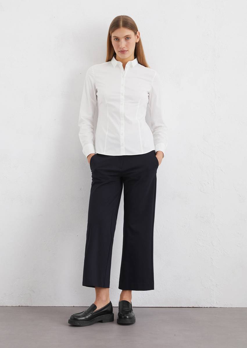 Long sleeve blouse in stretch poplin quality