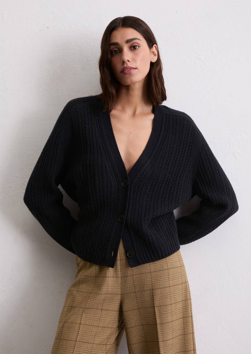 Ajour cardigan oversize made from virgin wool