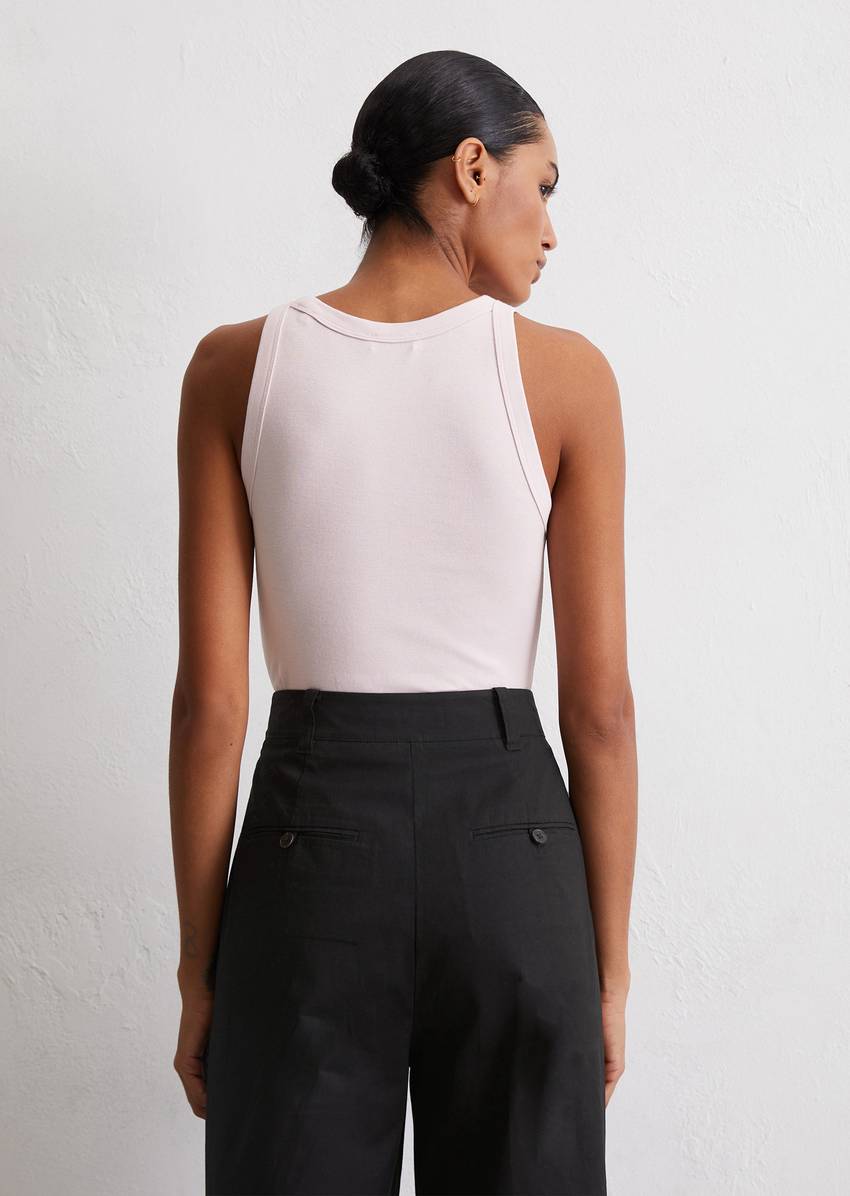 Sleeveless top, regular fit made of rib knit organic cotton jersey