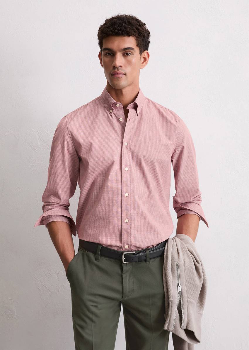 Regular shirt with a fine check pattern