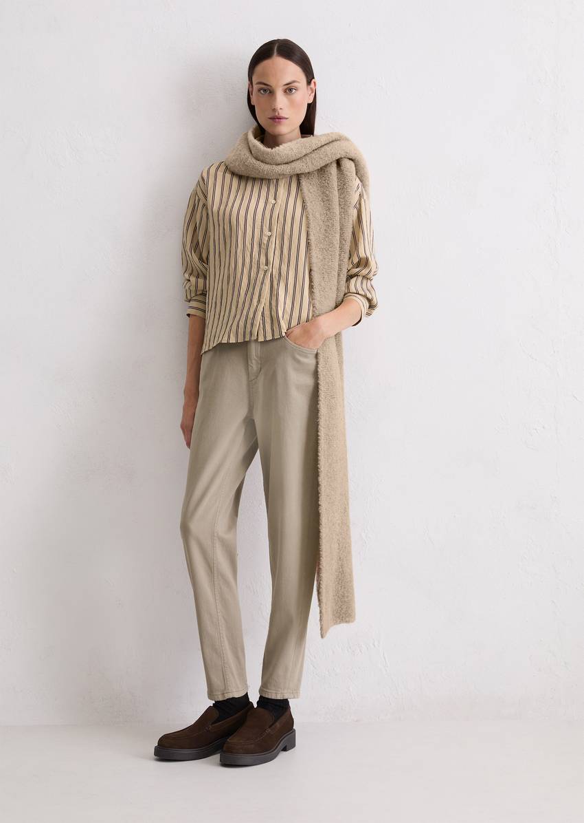 Crinkle striped blouse relaxed cropped from LENZING™ ECOVERO™