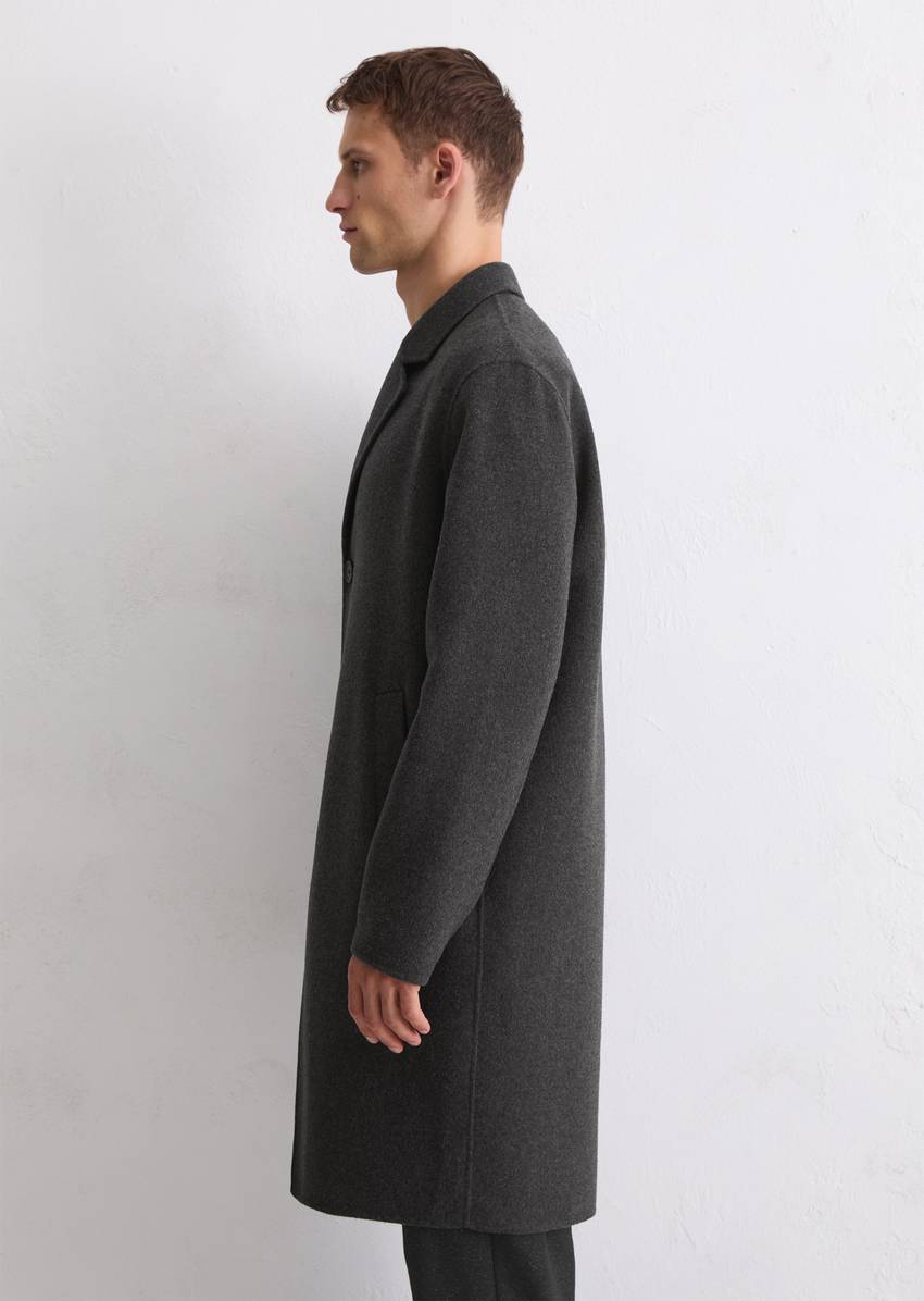 Regular coat made from recycled double face wool mix