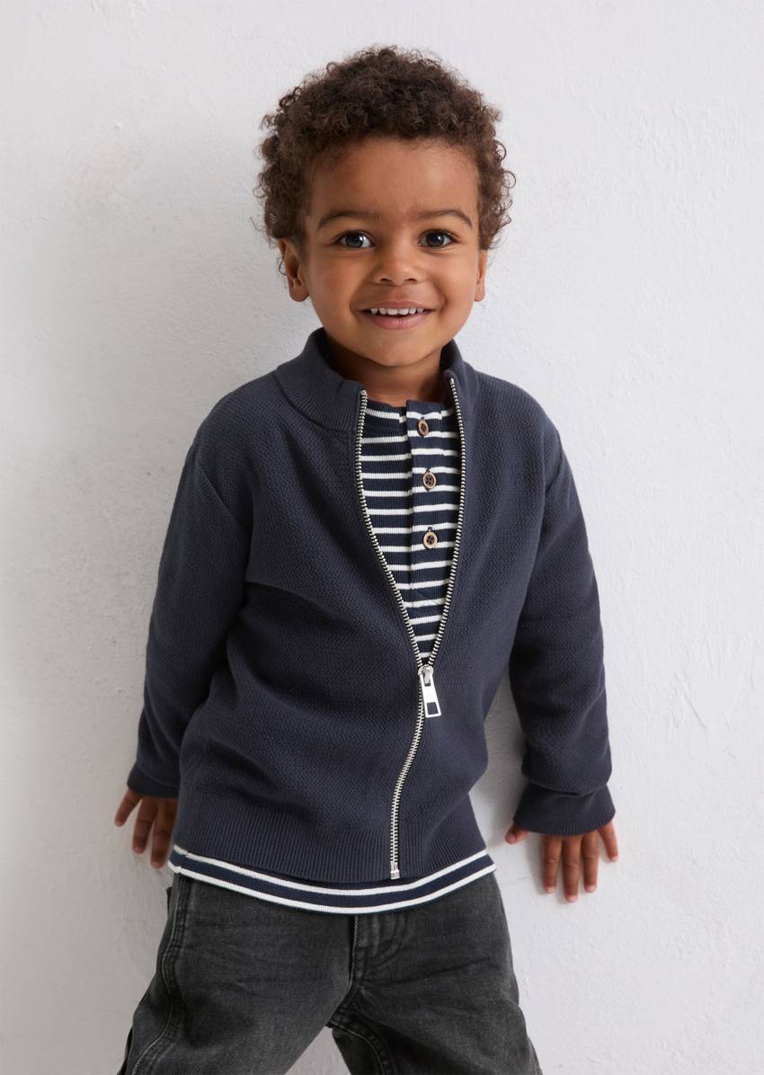 KIDS-BOYS cardigan made from organic cotton with structure