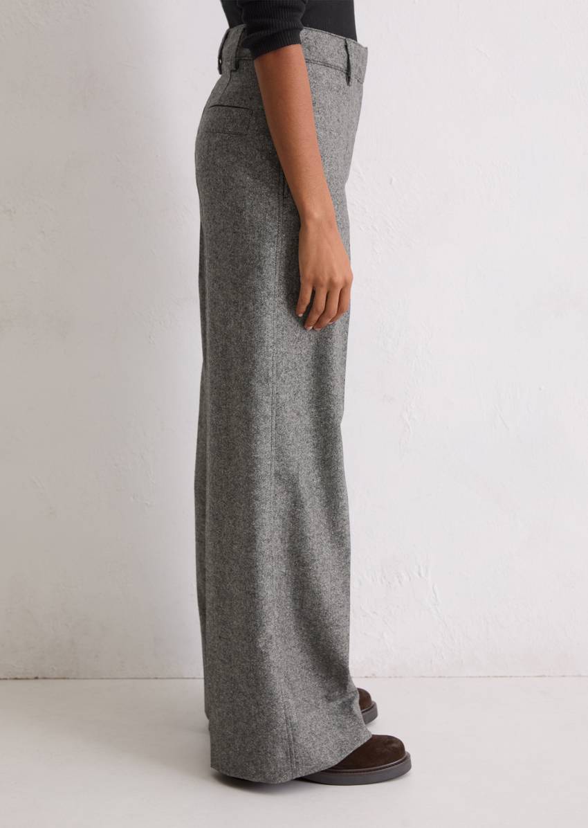 Tweed trousers wide made from a virgin wool mix