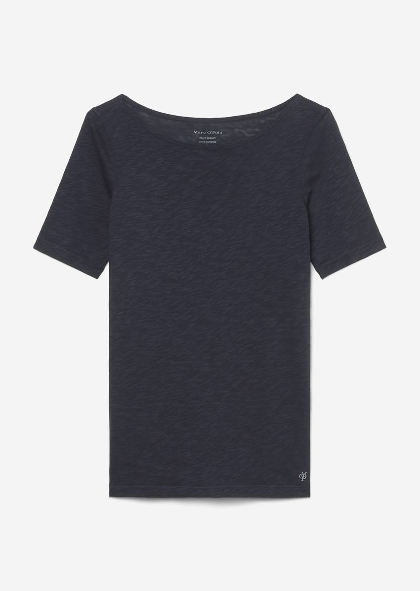 Regular slub jersey T-shirt with a bateau neckline
